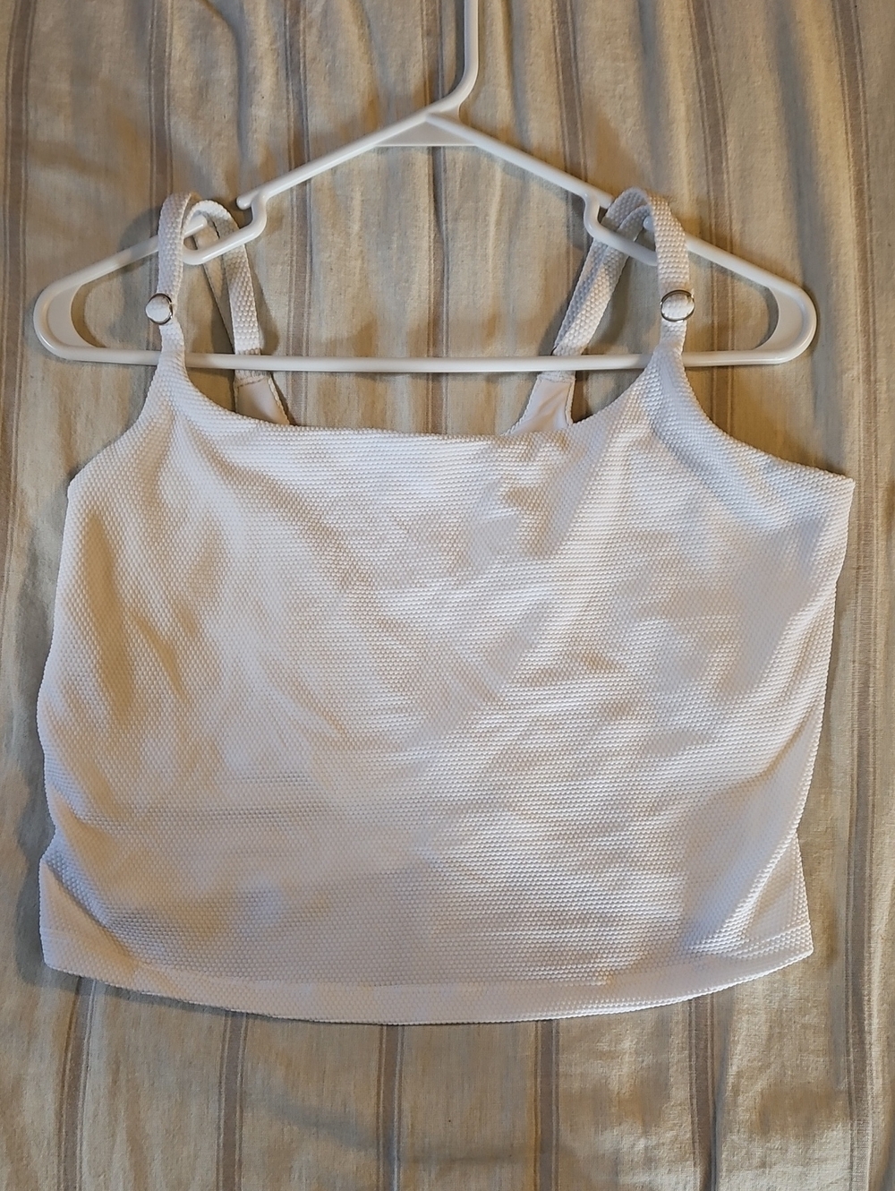 Athleta White Textured Crop Bikini Top